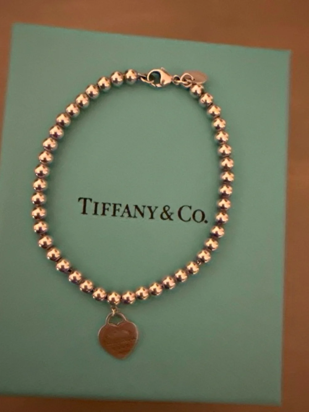 Tiffany & Co. Silver Bead Bracelet with Open Heart Charm
